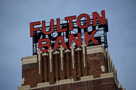 Sign on the Fulton Bank building.