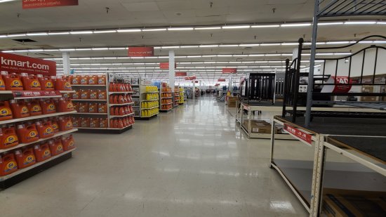 View facing approximately west, showing the back action alley.  Note the many aisles of detergent.