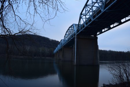 Stacked image of the Potomac River and Point of Rocks Bridge