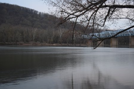 Stacked image of the Potomac River and Point of Rocks Bridge