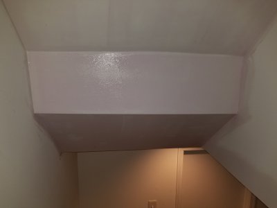 Section of the basement stairs ceiling that we debated whether to treat as a wall or a ceiling
