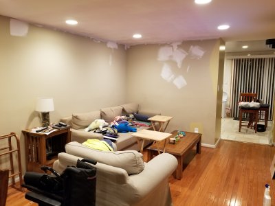 Painting the ceiling around the couch