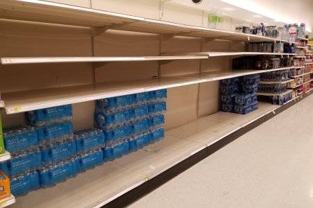 The bottled water was almost completely cleaned out.