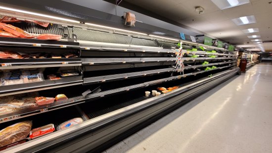 At the Giant on Chain Bridge Road in McLean, the meat department had been mostly cleaned out.