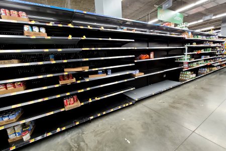 At the Walmart in Tysons Corner, the soup and the canned vegetables had been mostly cleaned out.  You really got a feel for the stuff that nobody liked, because it was the only stuff left.