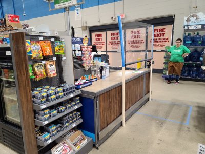 Lowe's, meanwhile, installed plexiglass screens in front of the cash registers as a temporary measure.  I definitely did not like those things, as they were very in-your-face and off-putting.