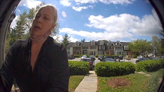 Karen Sheehan, caught in the act by my doorbell camera