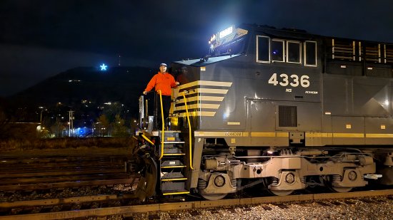 Andrew with the train that he was working.