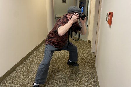 Evan caught me photographing an older Honeywell fire alarm pull station in an office building in downtown Hampton.