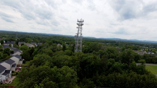 Former AT&T Long Lines tower in Manassas, while my drone was malfunctioning. Note the skewed angle.