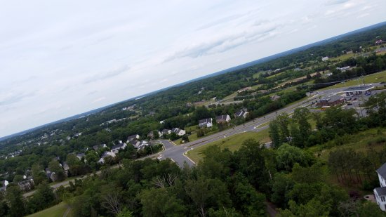 Former AT&T Long Lines tower in Manassas, while my drone was malfunctioning. Note the skewed angle.