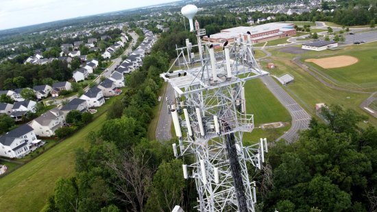 Former AT&T Long Lines tower in Manassas, while my drone was malfunctioning. Note the skewed angle.