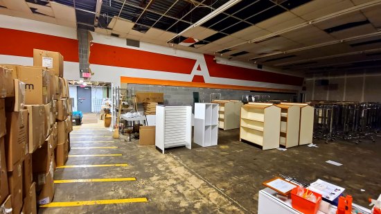 The back room at Gordmans, where the liquidators were selling fixtures.