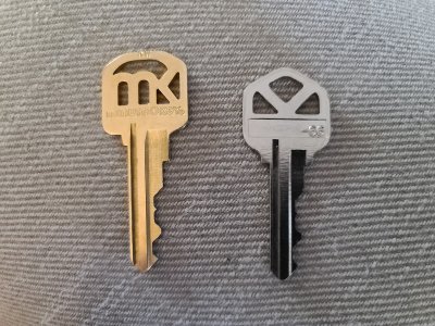 The keys that I got back. Note the difference between the two.