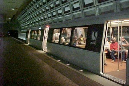 A Yellow Line train services Pentagon station lower level.