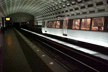 A train services Crystal City station.