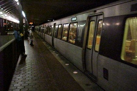 A train arrives at King Street station.