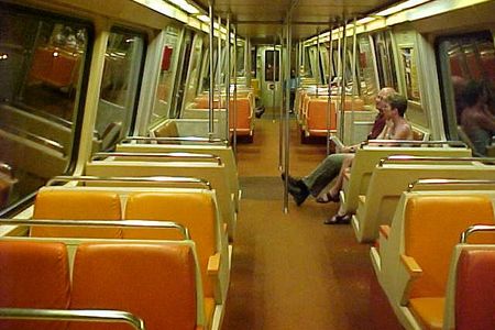 Interior of car 1241 on the Blue Line somewhere between King Street and Franconia-Springfield.