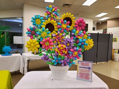 A floral arrangement made out of Peeps.