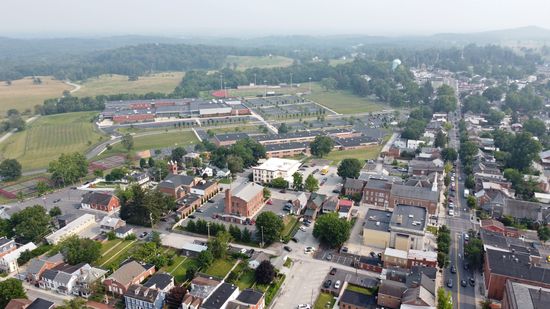 View from Lincoln Square facing northwest, towards Gettysburg College.