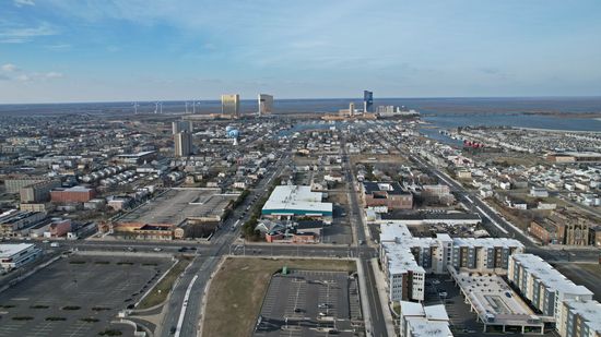 The view facing approximately north as the drone flies back to its launch site.