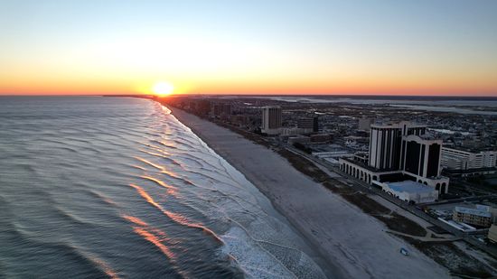 Atlantic City, taken over the ocean, facing west.