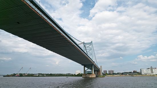 Hovering close to the water, getting a view of the underside of the bridge.