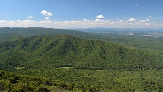 Mountain ridges in the Sherando area.  Mount Torrey Road (Route 664) runs left to right across the middle of the photo.