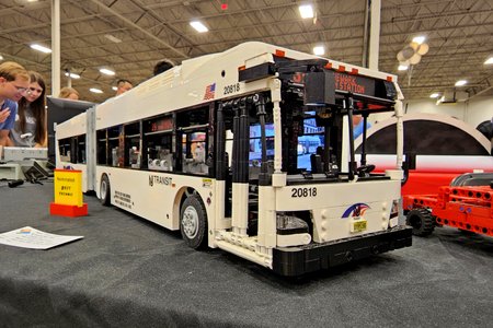 A New Flyer Xcelsior XD60 bus in New Jersey Transit colors.