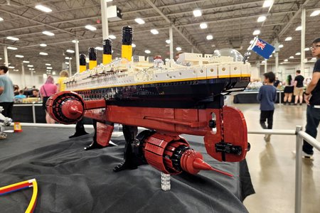 This one was called "Titanic II", described as "A space-ified rework of the Lego Titanic set."  It used the Lego Titanic model as a base, and was then modified with space-like things to make it look futuristic.