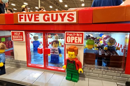 Five Guys store.  While Five Guys doesn't have its own standard architecture, the interiors of their locations have a distinct style.  I was pleased to see how accurate the inside of this one was.