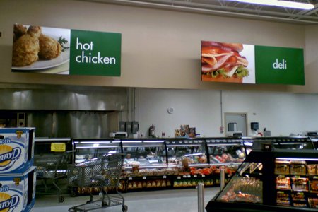 Deli area, with new wall signage above it.  This is an older store, so the service deli is in the back.