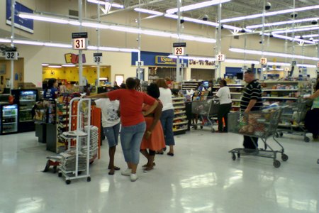 The checkouts in front.