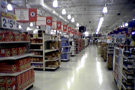 Grocery action alley, facing the front of the store.