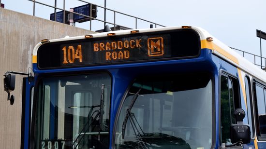 Regular route 104 signage on bus 97.