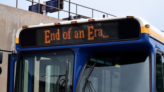 Some of the special signage for this trip, talking about how long DASH has operated Orion buses, and noting that it is truly the end of an era.