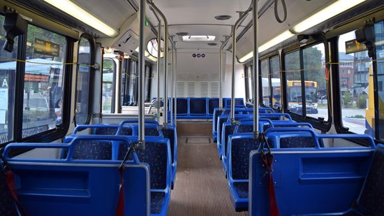 Looking towards the rear of bus 97, after completing its final revenue trip.