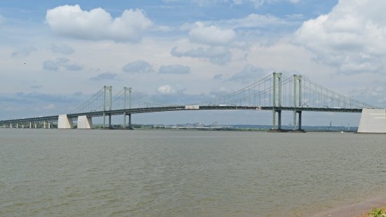 The Delaware Memorial Bridge, viewed from the Church Landing fishing spot