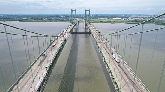 The Delaware Memorial Bridge, via drone