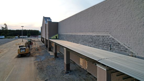 Former Lowe's in Shippensburg, Pennsylvania. Note that while the canopy was retained, the pitched roof was removed.