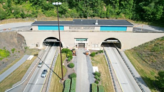 Overhead view of the tunnel portal.