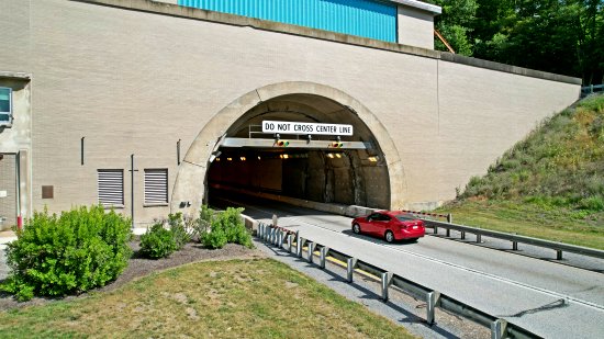 I then got some low views of the tunnel portals, still well within the median.  This is the tunnel for eastbound traffic, which was constructed during an expansion project in the 1960s.