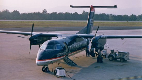 Our plane, viewed from the terminal in Charlottesville