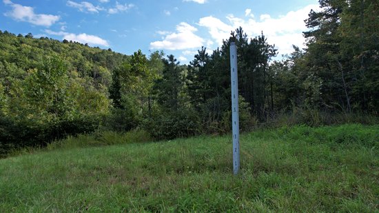 One of several depth markers in the grassy area near the lake.  This made me think that the water level was relatively low at the time of our visit, and that water does sometimes come up to this area.