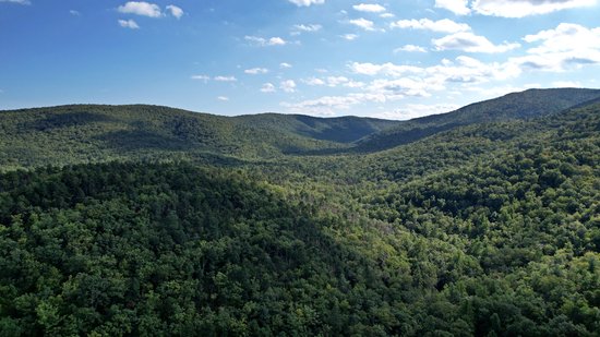 View of the mountains from above Mills Creek Reservoir, facing southwest.