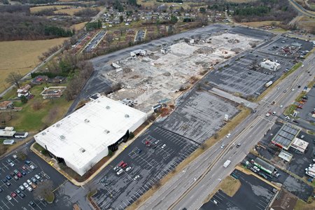 Overview of Staunton Mall, facing southeast.