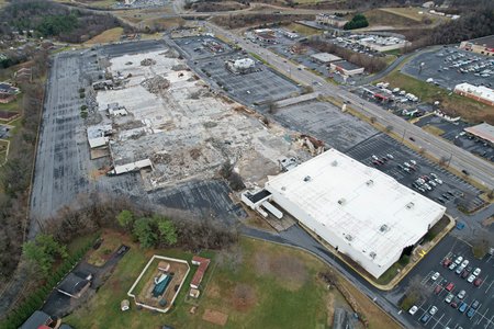 Overview of Staunton Mall, facing southwest.