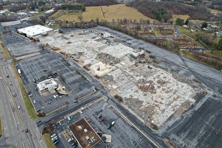 Overview of Staunton Mall, facing northeast.