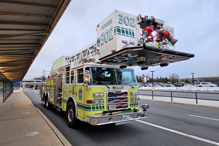 We spotted an MWAA fire truck outside of Dulles Airport.  No idea what it was doing here, but we photographed it nonetheless.