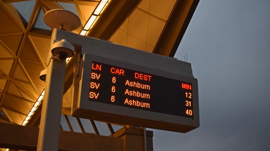 PIDS screen at Loudoun Gateway, in typical style for this section of the Silver Line.